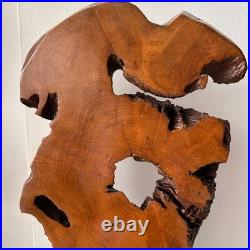 Vintage Natural Wood Abstract Sculpture on Base Live Edge Burl Art 21 X 14