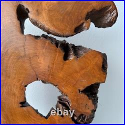 Vintage Natural Wood Abstract Sculpture on Base Live Edge Burl Art 21 X 14