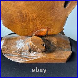 Vintage Natural Wood Abstract Sculpture on Base Live Edge Burl Art 21 X 14