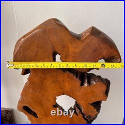 Vintage Natural Wood Abstract Sculpture on Base Live Edge Burl Art 21 X 14