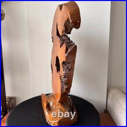 Vintage Natural Wood Abstract Sculpture on Base Live Edge Burl Art 21 X 14