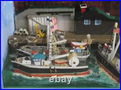 Vintage Nautical Folk Art Sculpture, Assemblage Diorama Shadow Box, Beach House