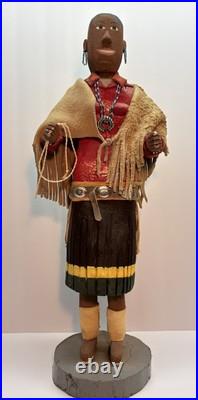 Vintage Navajo Folk Art Wood Carving Figure 18 Tall Dated 1972 RARE