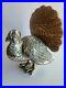 Vintage Nickel-cast Turkey Sculpture With Ambrosia Wood Tail Feathers 8.25x6.75