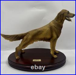 Vintage Nico Golden Retriever Dog Statue Resin Sculpture Wood Base Made Spain