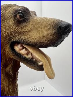 Vintage Nico Golden Retriever Dog Statue Resin Sculpture Wood Base Made Spain