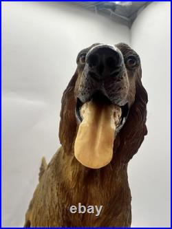 Vintage Nico Golden Retriever Dog Statue Resin Sculpture Wood Base Made Spain