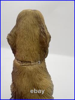 Vintage Nico Golden Retriever Dog Statue Resin Sculpture Wood Base Made Spain