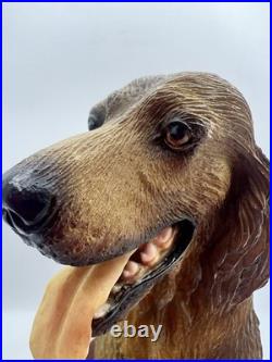 Vintage Nico Golden Retriever Dog Statue Resin Sculpture Wood Base Made Spain