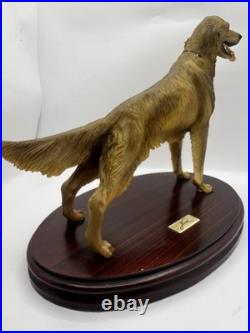 Vintage Nico Golden Retriever Dog Statue Resin Sculpture Wood Base Made Spain