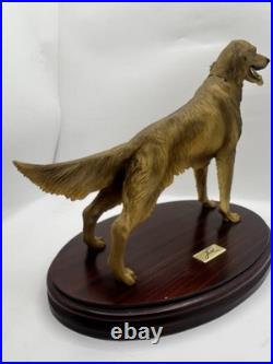 Vintage Nico Golden Retriever Dog Statue Resin Sculpture Wood Base Made Spain