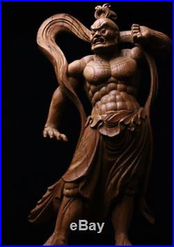 Vintage Nio Deva Kings Guardian of the Buddha Kongorikishi Wood Carving Statue