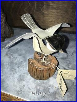 Vintage Norman Brumm Bird Sculpture Chickadee Enamel Copper On Wood Signed