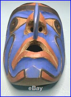 Vintage Northwest Coast Humanoid Eagle Mask Wood Sculpture 1972 Sitka Alaska
