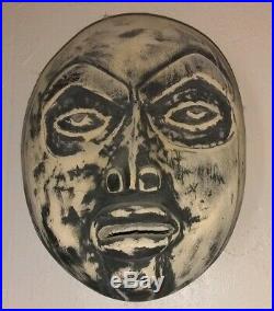 Vintage Northwest Coast Tlingit Moon Mask Carved & Painted Alder Wood 1985