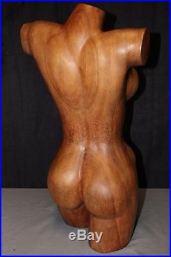 Vintage Nude Carved Wood 24 Tall Female Sculpture Signed/Dated K. M. DARTA 2006