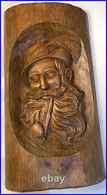 Vintage Oberammergau German Wood Carving Plaque Detert Garmisch Log Relief 17