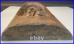 Vintage Oberammergau German Wood Carving Plaque Detert Garmisch Log Relief 17