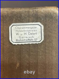 Vintage Oberammergau German Wood Carving Plaque Detert Garmisch Log Relief 17