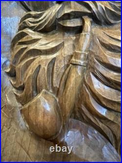 Vintage Oberammergau German Wood Carving Plaque Detert Garmisch Log Relief 17