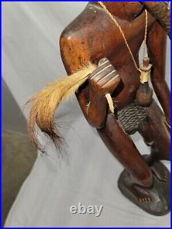 Vintage Old African Wood Carving Man Tribal Ethnic Art Sculpture Statue 23 inch