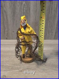 Vintage Old Fashion Made In France Wood Sculpture Fisherman