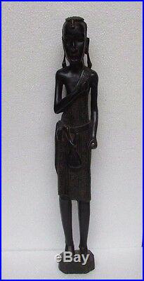 Vintage Old Hand Carved Unique Wood Carving African Tribal Man Statue Figurine