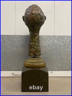 Vintage Old Italian Modern Expressionist Man Bust Sculpture, Giacometti'50s