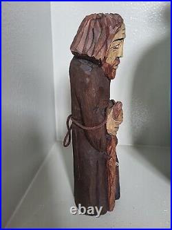 Vintage Old Man Hand Carved Wood Figure Statue Sculpture