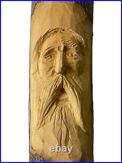 Vintage Old Man Wizard Sculpture Figurine Hand Carved Hand Made Wood Decor VTG