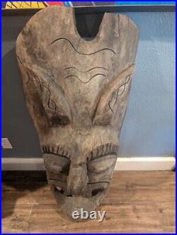 Vintage Old TIKI Bar Hawaiian Polynesian Wood Sculpture Statue, 1950s Mask