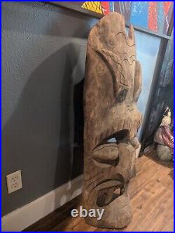 Vintage Old TIKI Bar Hawaiian Polynesian Wood Sculpture Statue, 1950s Mask