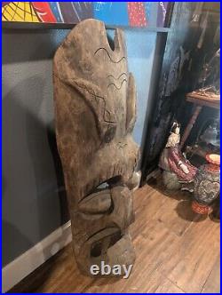 Vintage Old TIKI Bar Hawaiian Polynesian Wood Sculpture Statue, 1950s Mask