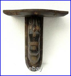 Vintage Old Wood Horse Wall Bracket shelf Plaque Brass Fitted Indian Home Art