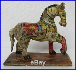 Vintage Old Wooden Sculpture Hand Carved Rare Painted Horse Statue, Collectible