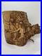 Vintage Olive Wood Carving Art Sculpture Adam & Eve In Paradise