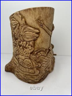 Vintage Olive Wood Carving Art Sculpture Adam & Eve In Paradise