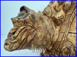 Vintage Olive Wood Carving Art Sculpture Adam & Eve In Paradise