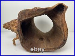 Vintage Olive Wood Carving Art Sculpture Adam & Eve In Paradise