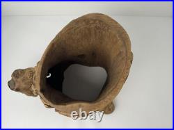 Vintage Olive Wood Carving Art Sculpture Adam & Eve In Paradise