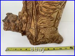 Vintage Olive Wood Carving Art Sculpture Adam & Eve In Paradise