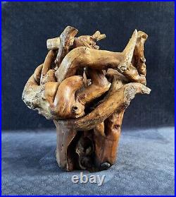 Vintage Organic Teak Root Wood Twisted Free Form Sculpture