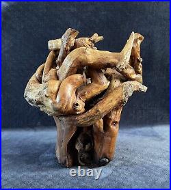 Vintage Organic Teak Root Wood Twisted Free Form Sculpture