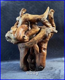 Vintage Organic Teak Root Wood Twisted Free Form Sculpture