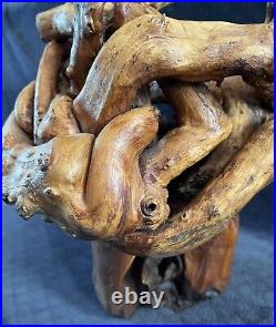 Vintage Organic Teak Root Wood Twisted Free Form Sculpture