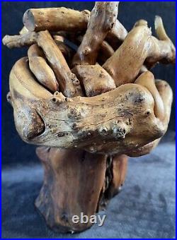 Vintage Organic Teak Root Wood Twisted Free Form Sculpture