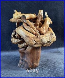 Vintage Organic Teak Root Wood Twisted Free Form Sculpture