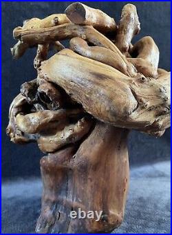 Vintage Organic Teak Root Wood Twisted Free Form Sculpture