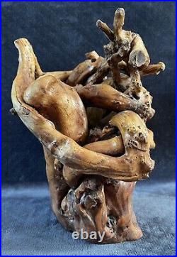 Vintage Organic Teak Root Wood Twisted Free Form Sculpture