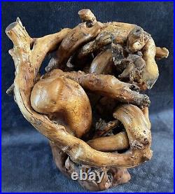 Vintage Organic Teak Root Wood Twisted Free Form Sculpture